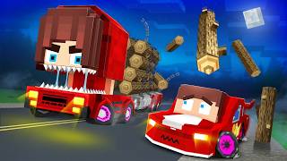 JJ CAR vs Cursed GIRL Truck - Maizen Minecraft Animation